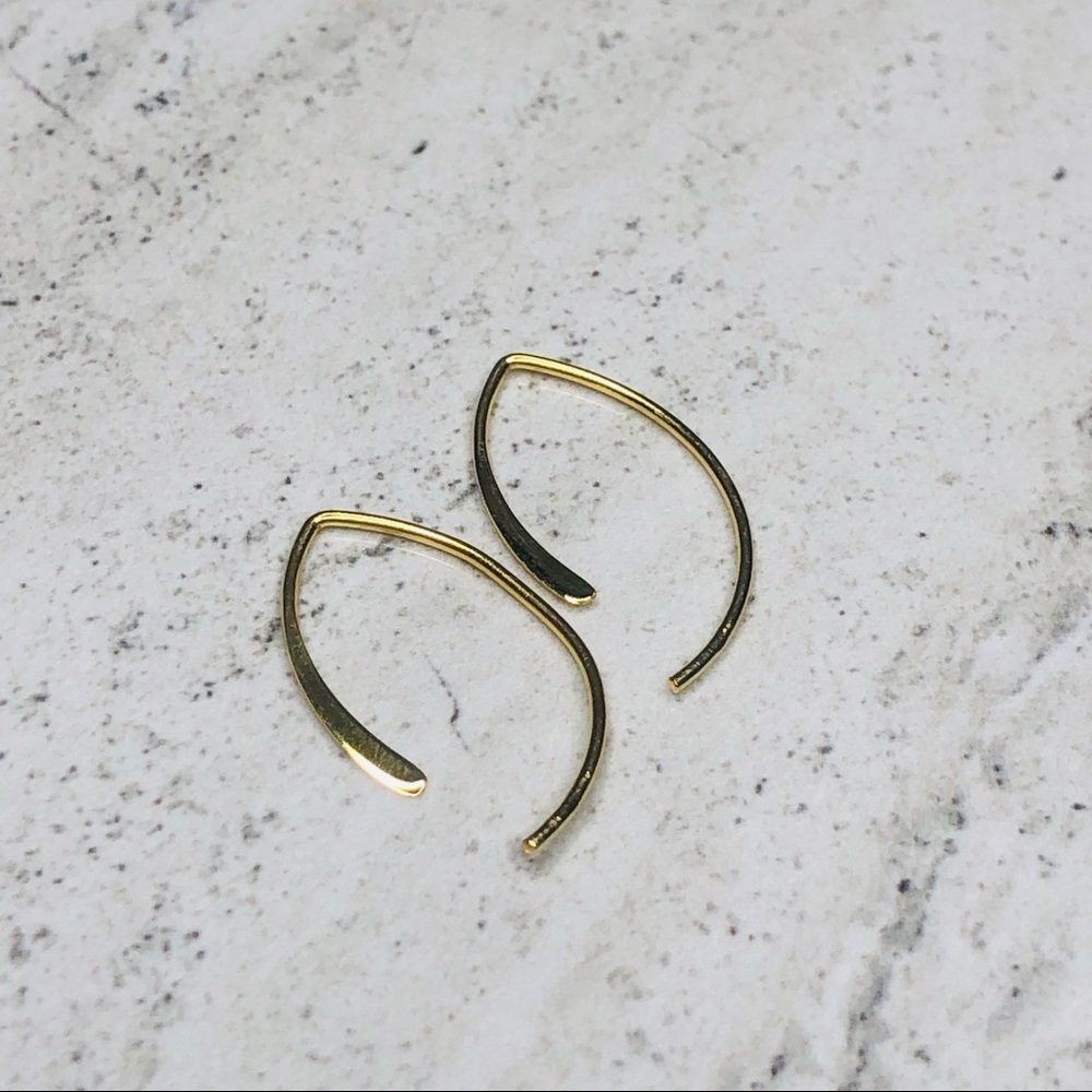 925 Sterling Silver Gold Thread Through Earrings - Picture 2 of 16